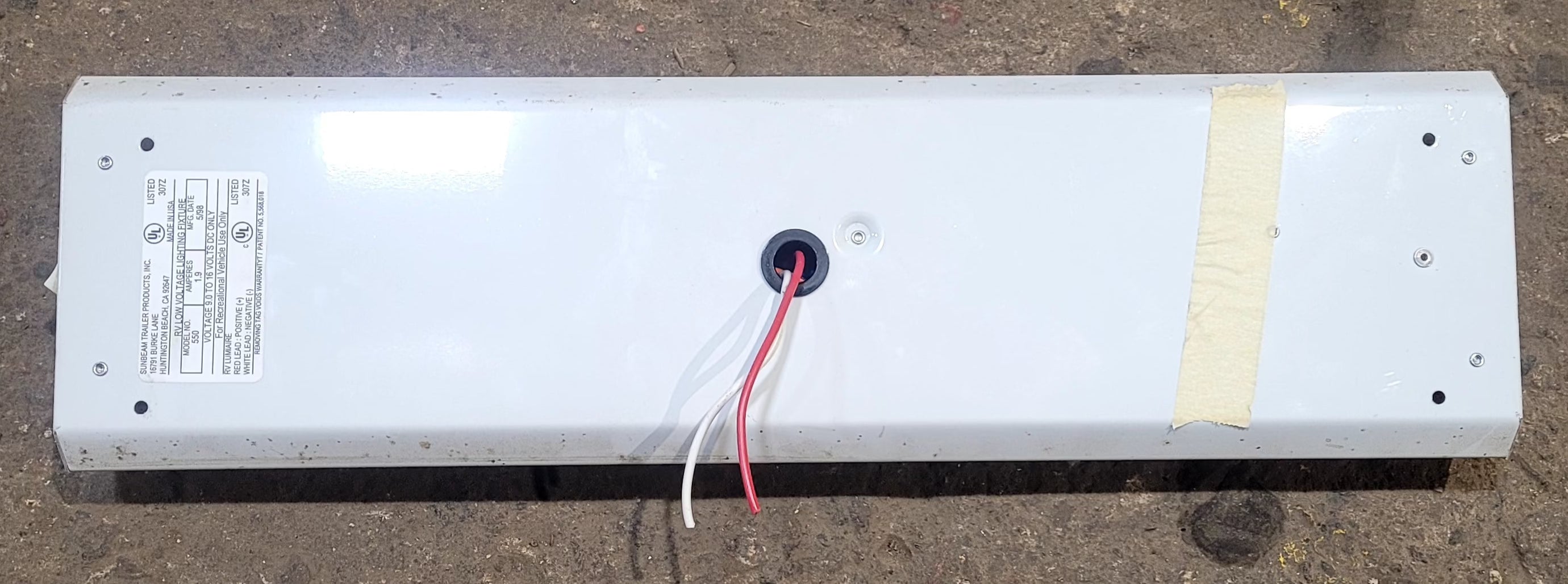 Used Sunbeam Model 550 Dual Florescent light fixture - Young Farts RV Parts