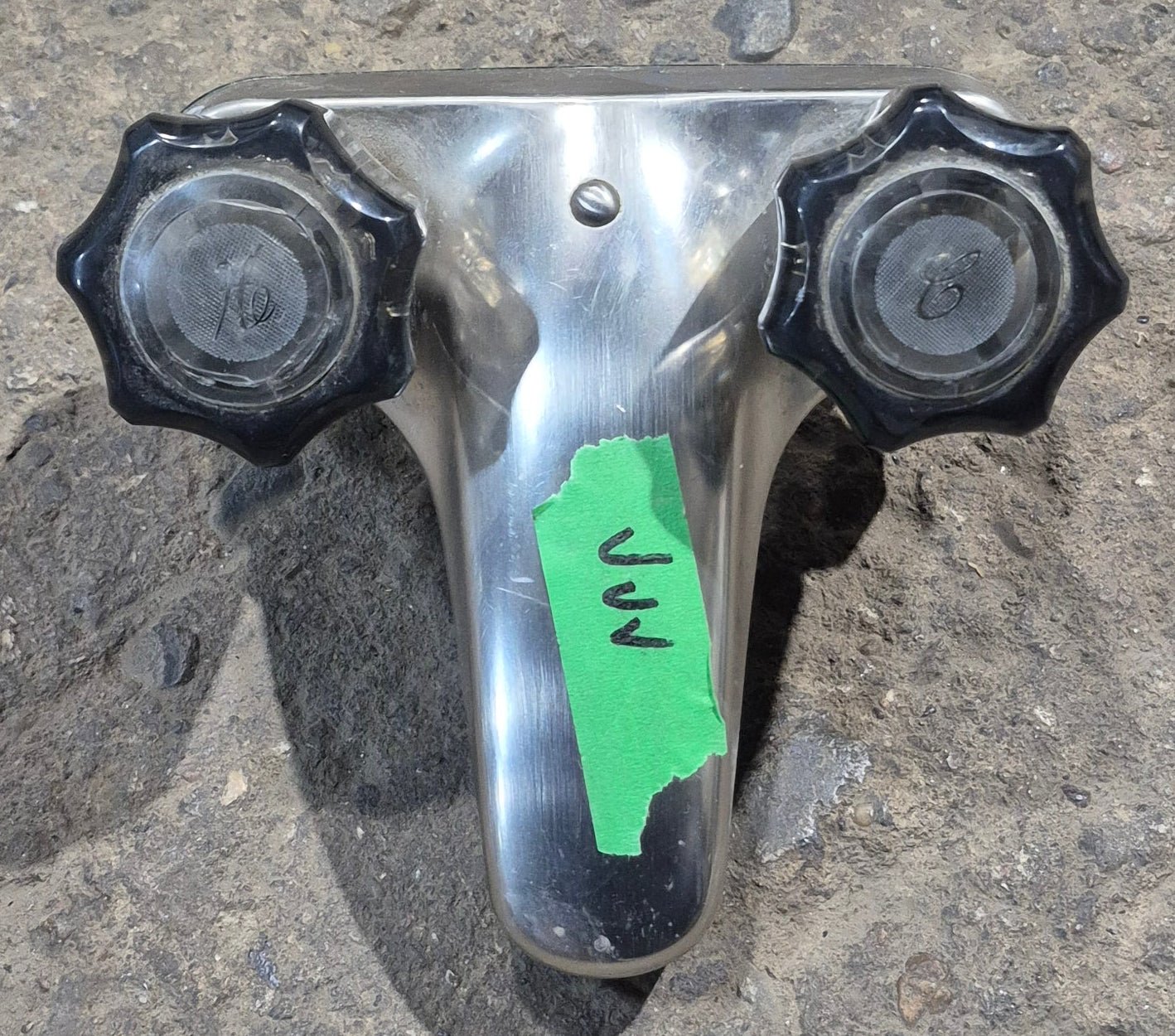 Used 4" Bathroom Faucet Chrome, Smoked Knobs - Young Farts RV Parts