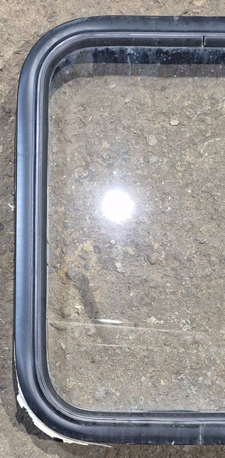 Used Black Radius Non Opening Window : 17 1/2" W x 21 1/4" H x 1 7/8" - Young Farts RV Parts
