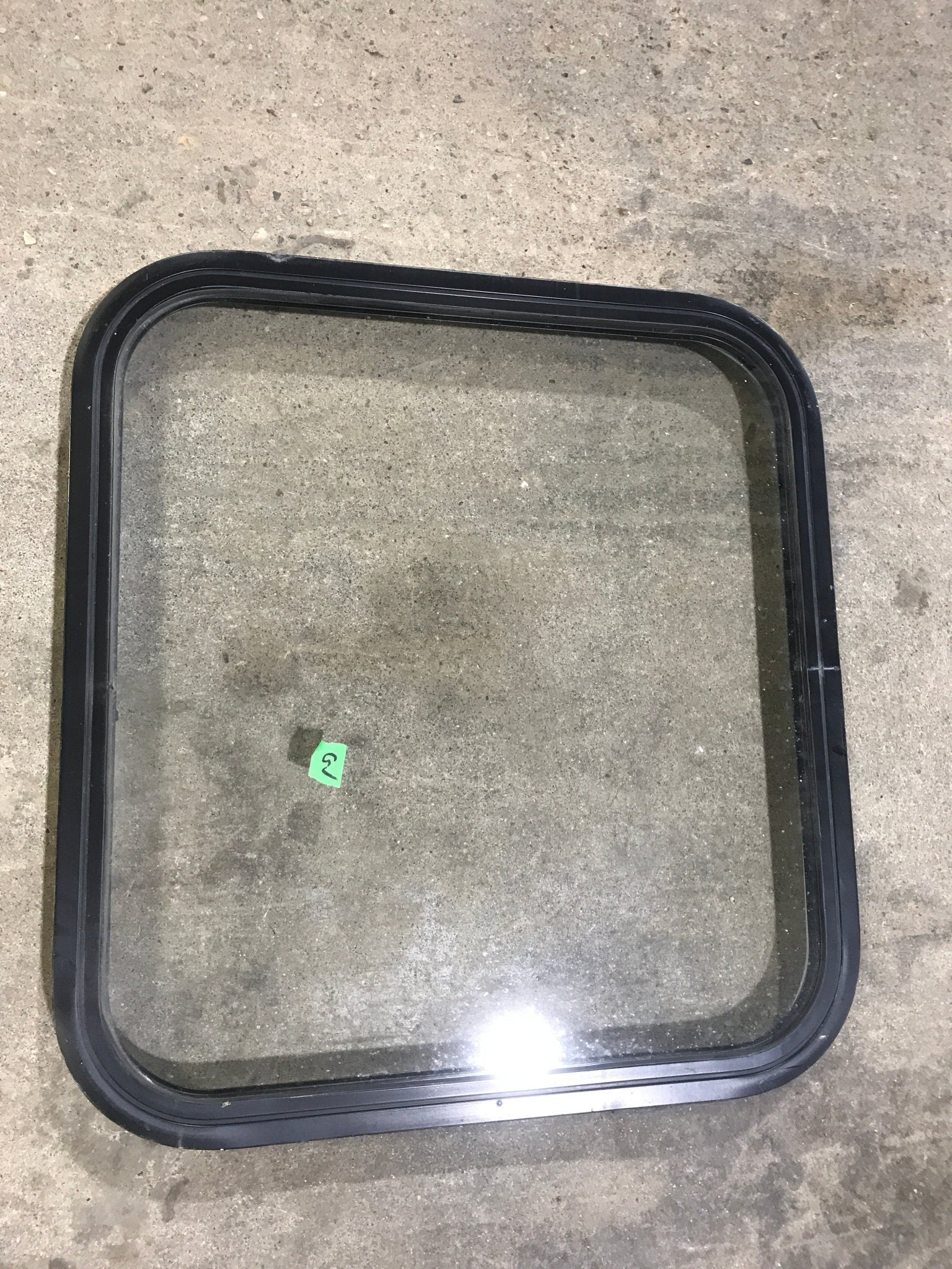 Used Black Radius Non - Opening Window : 23 1/4" W X 21 3/4" H X 2" D - Young Farts RV Parts