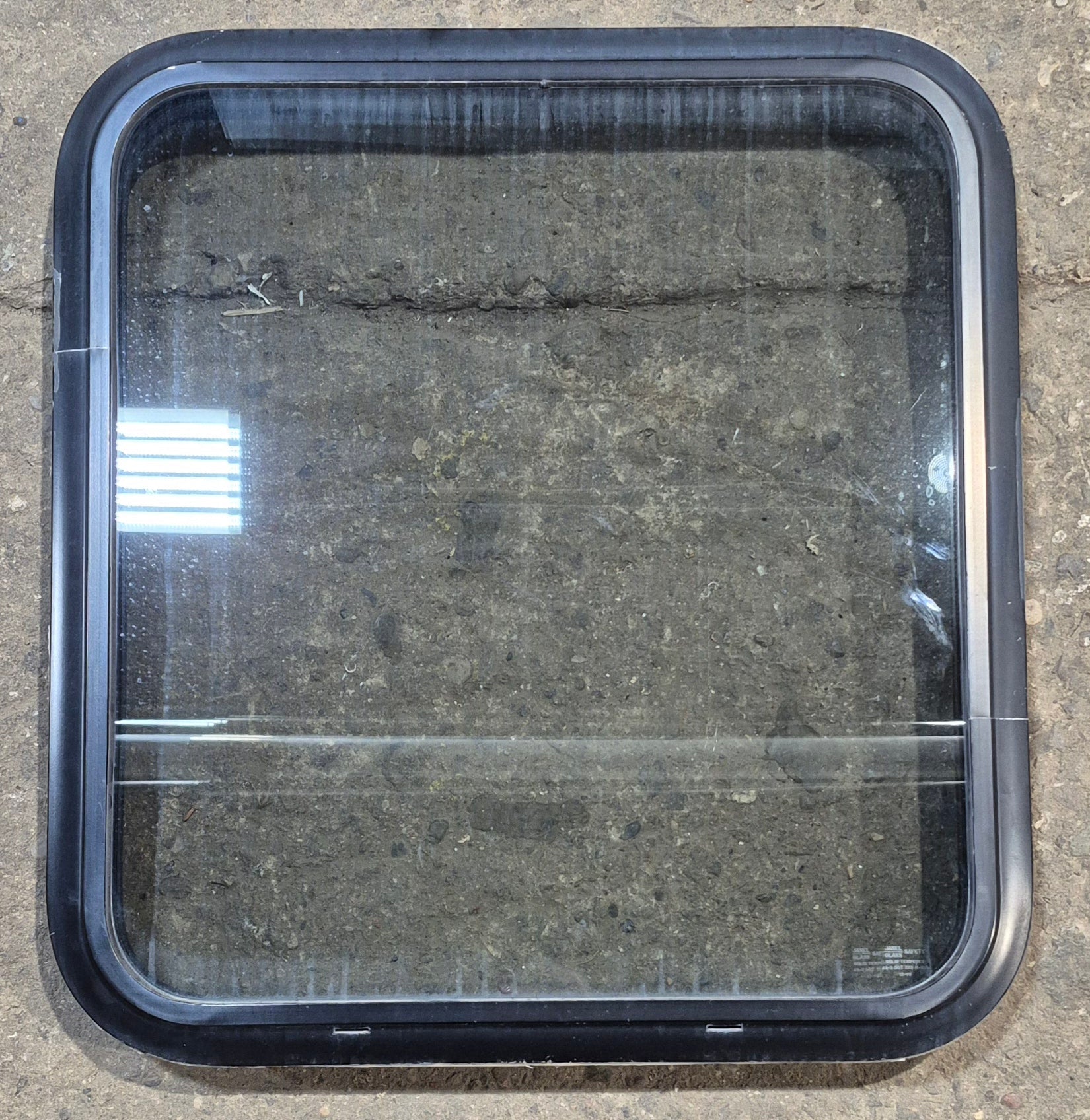 Used Black Radius Non Opening Window : 23 3/4" W x 26" H x 2" D - Young Farts RV Parts