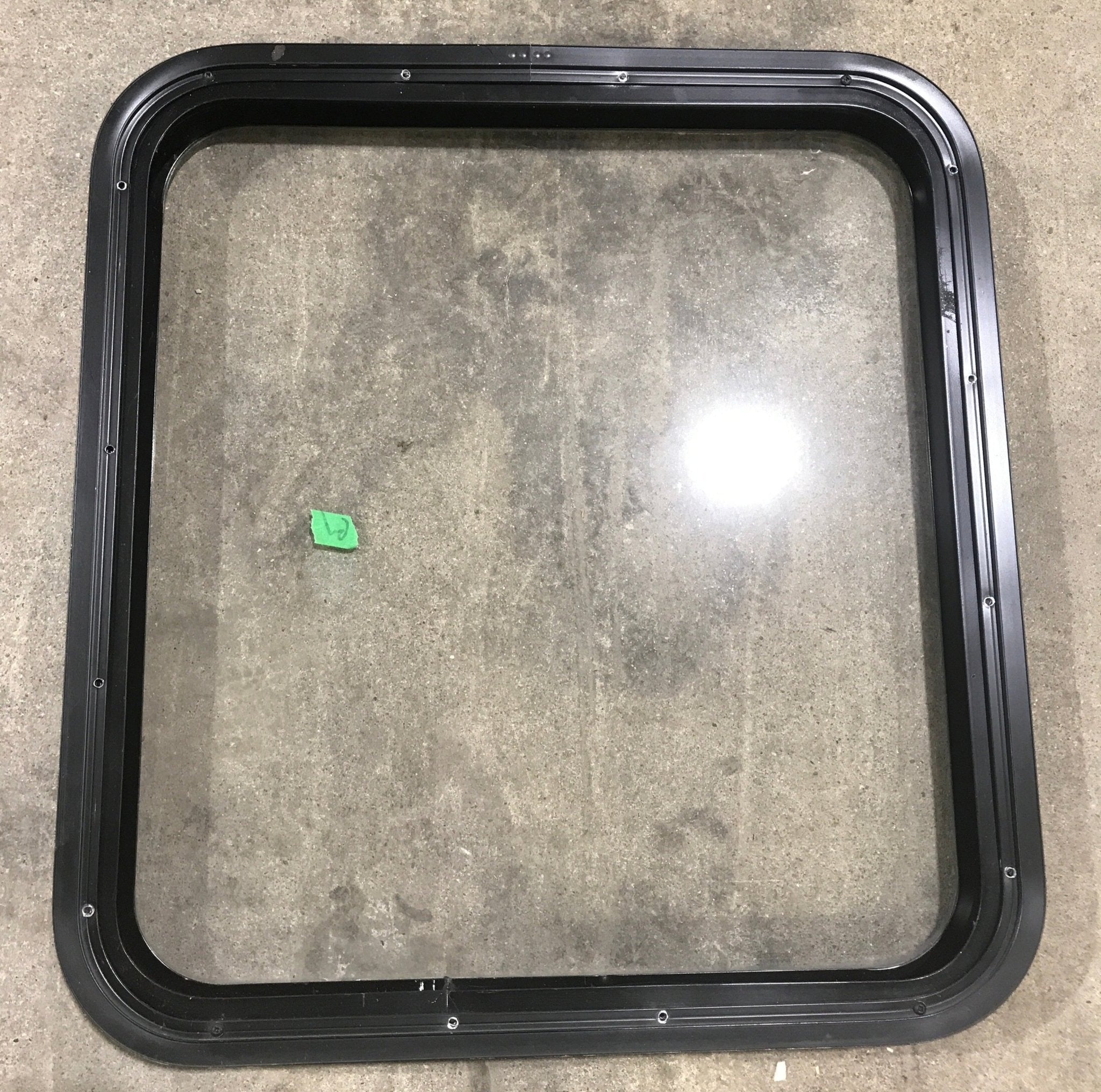 Used Black Radius Non - Opening Window : 25 1/2" W X 23 1/4" H X 2" D - Young Farts RV Parts