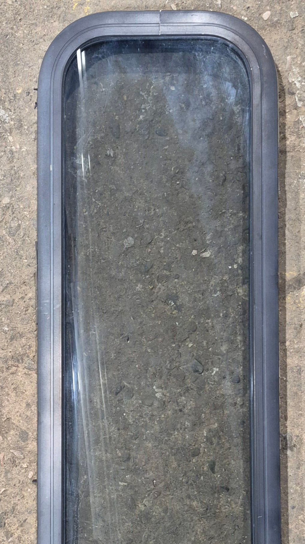 Used Black Radius Opening Window : 11 1/4" W x 47 1/4" H x 1 3/4" D - Young Farts RV Parts