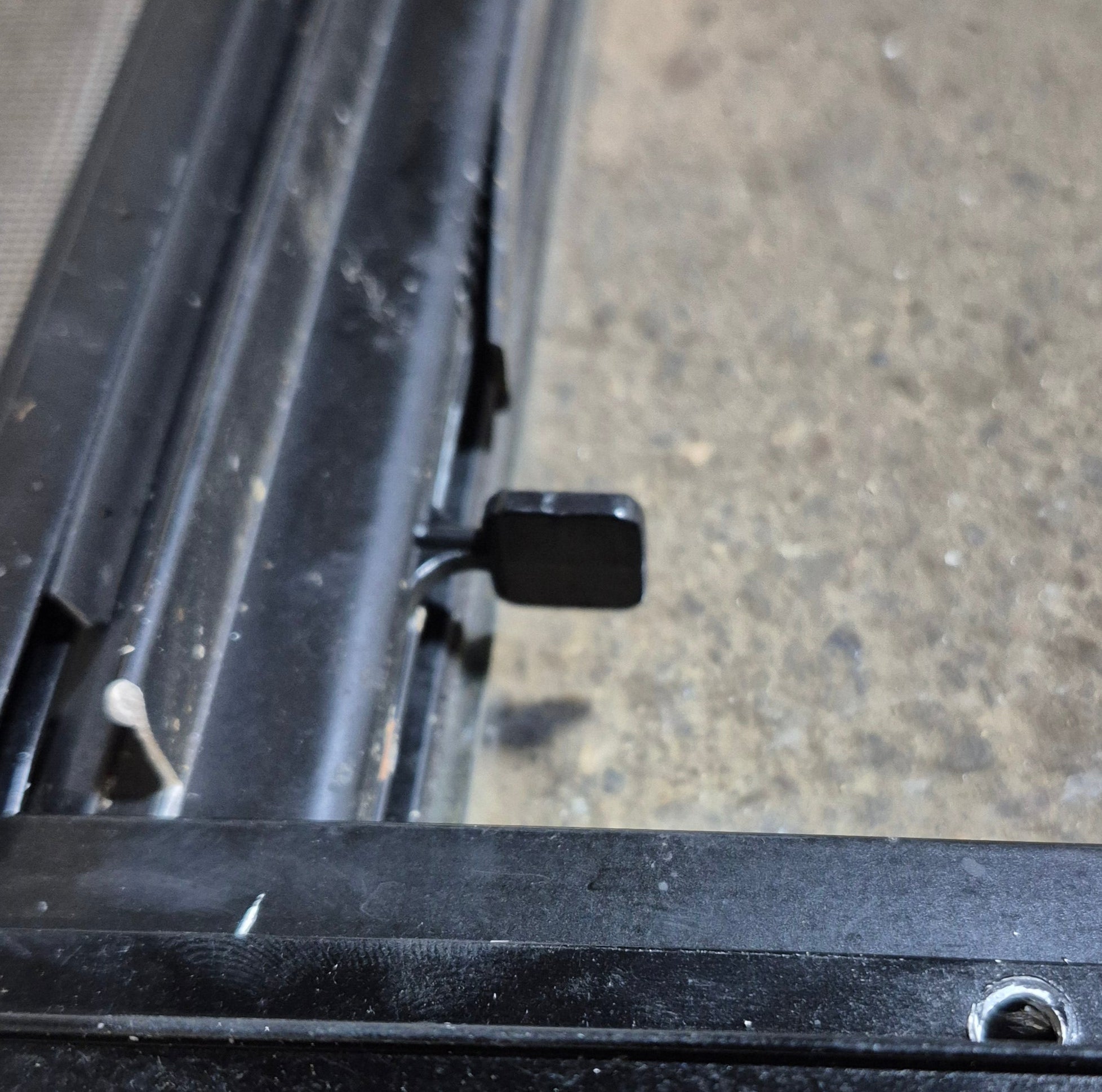 Used Black Radius Opening Window : 23 1/2" W x 21 1/2" H x 1 3/8" - Young Farts RV Parts