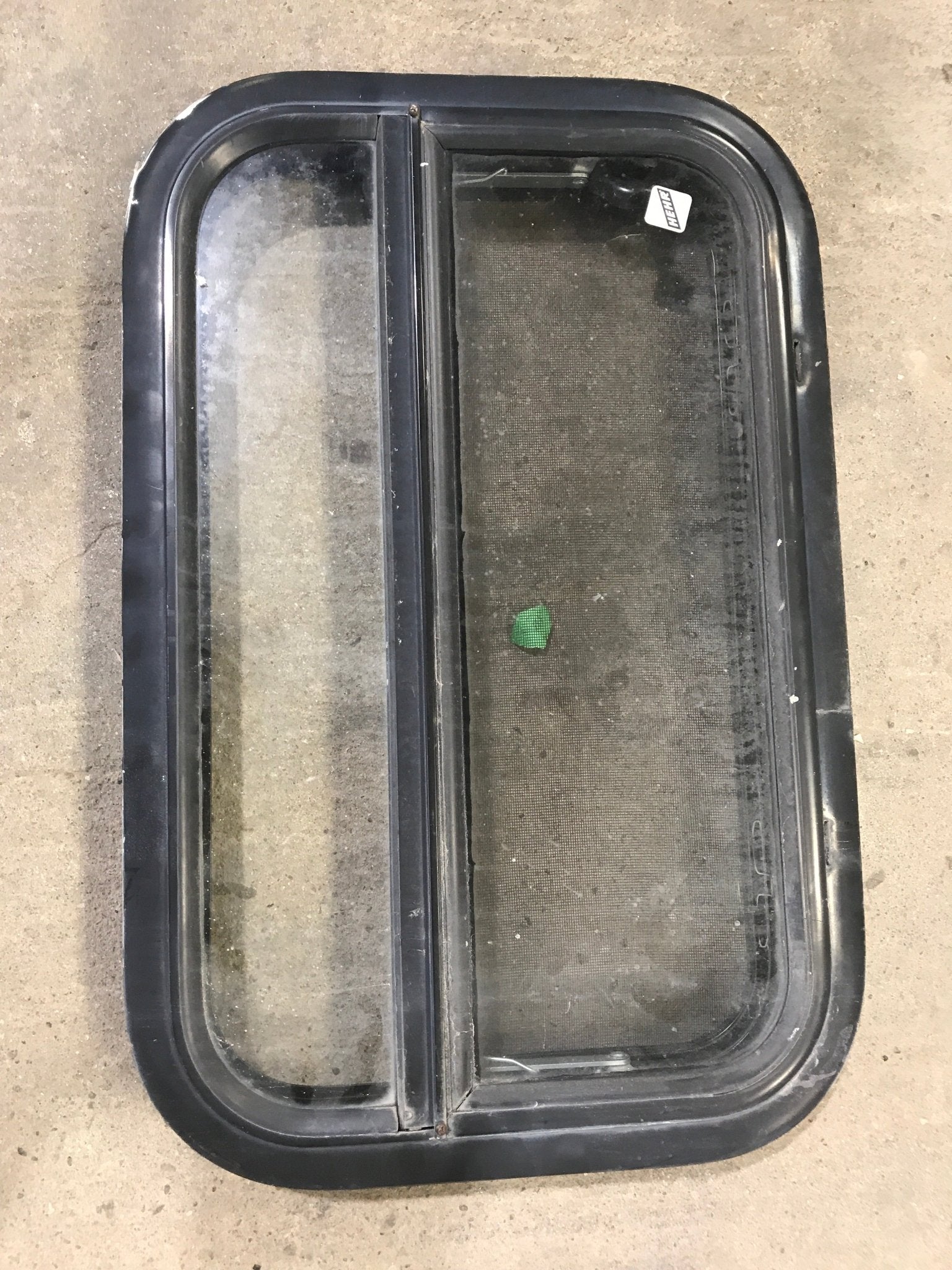 Used Black Radius Opening Window : 23 1/4" W X 14 1/2" H X 2" D - Young Farts RV Parts