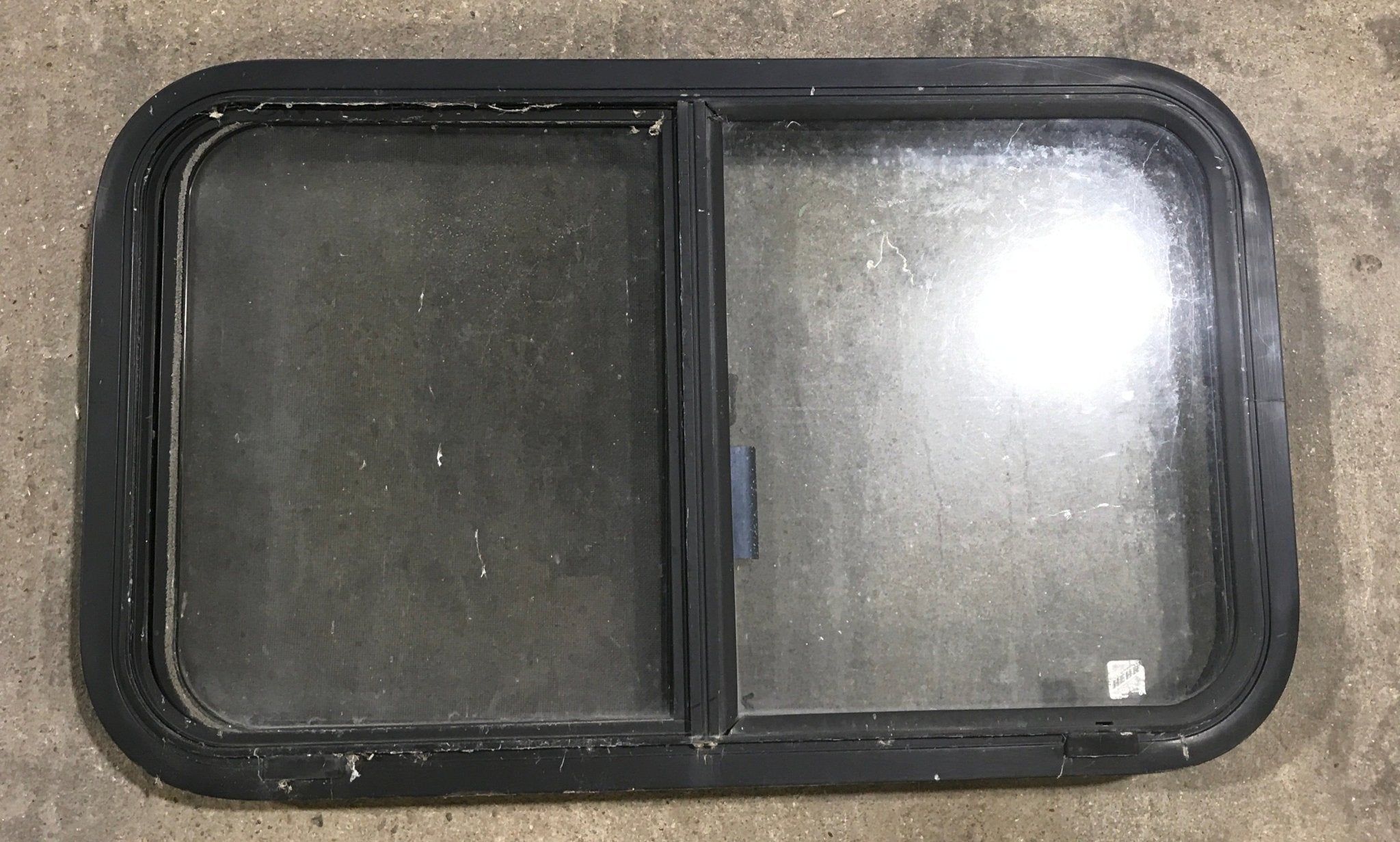 Used Black Radius Opening Window : 30 3/4" W X 18 1/2" H X 2" D - Young Farts RV Parts
