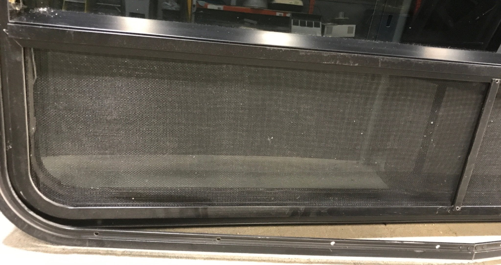 Used Black Radius Opening Window : 47 3/4" W x 34 3/4" H x 2" D - Young Farts RV Parts