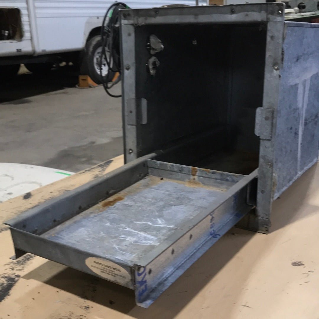 Used RV Battery Metal Box 11" W x 13 3/4" H x 16 1/4" D - Young Farts RV Parts