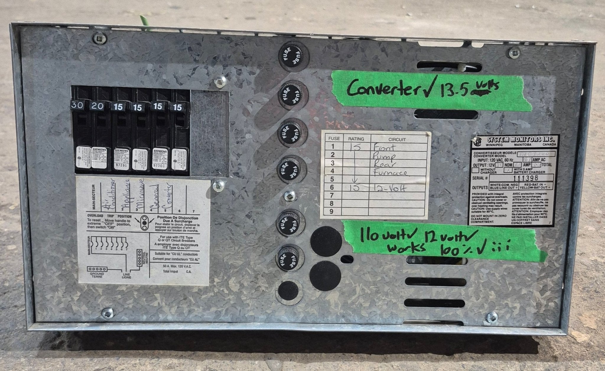 Used SYSTEM MONITORS 32 AMP Converter TNC320D - Young Farts RV Parts