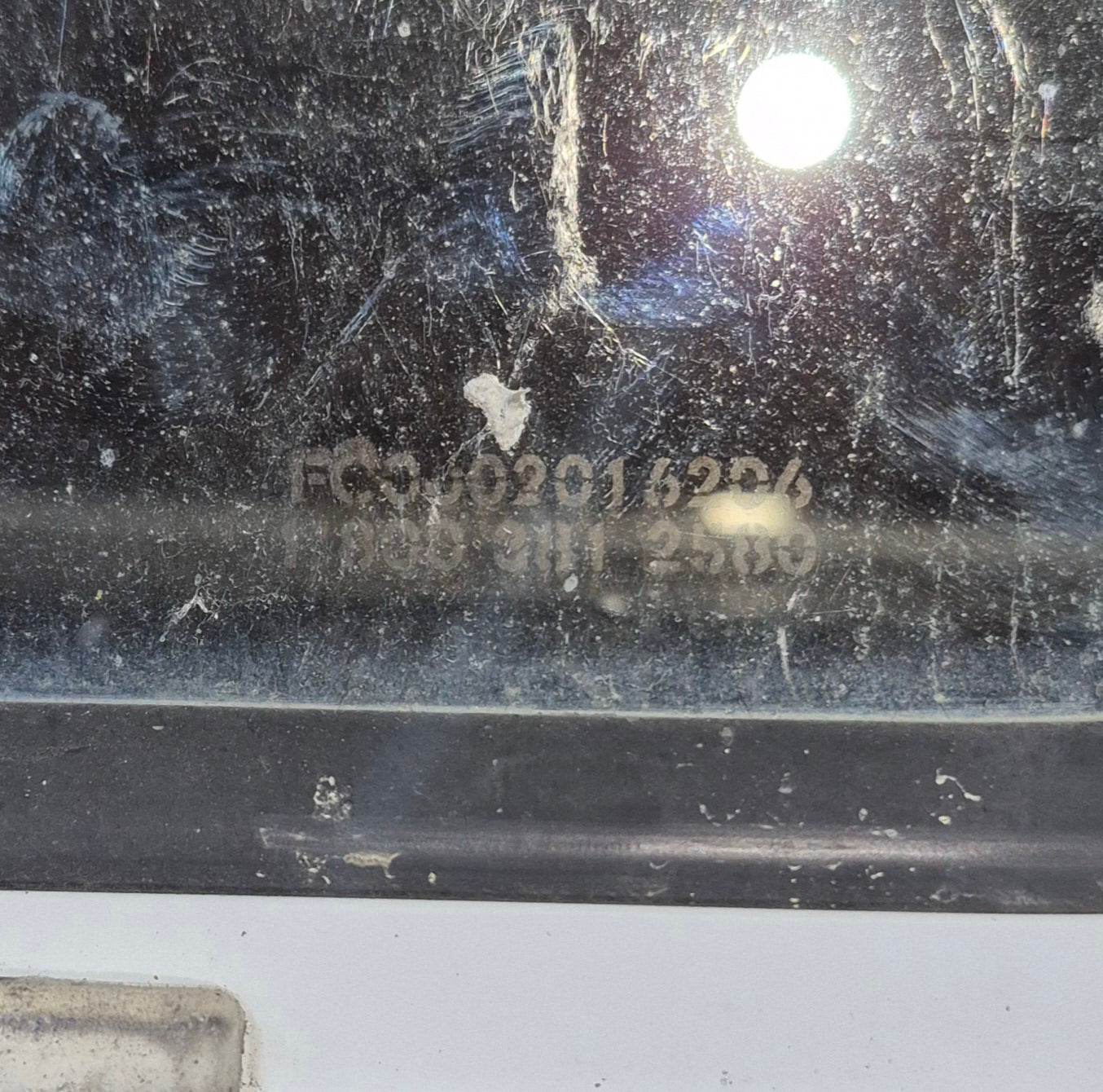 Used White Radius Non Opening Window : 24" W x 16 1/2" H x 1 7/8" D - Young Farts RV Parts