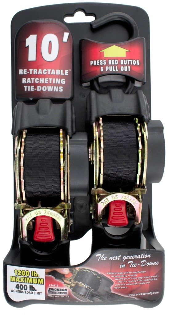 Erickson 34415 - 1" x 10' - 1200lb . Retractable Ratchet Strap - Young Farts RV Parts