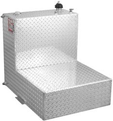 Buy Liquid Transfer Tank RDS Tanks 72770 DOT Approved, Gasoline or Diesel,  60 Gallon Capacity, L-Shape, 28 Length x 48 Width x 16-1/2 Height,  Diamond Tread, Aluminum, With 2 Female Pipe Thread