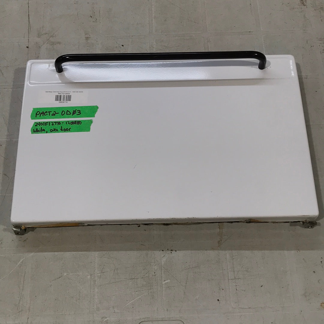 Used Magic Chef Oven Door 2401F12770 - 12001180 WHITE