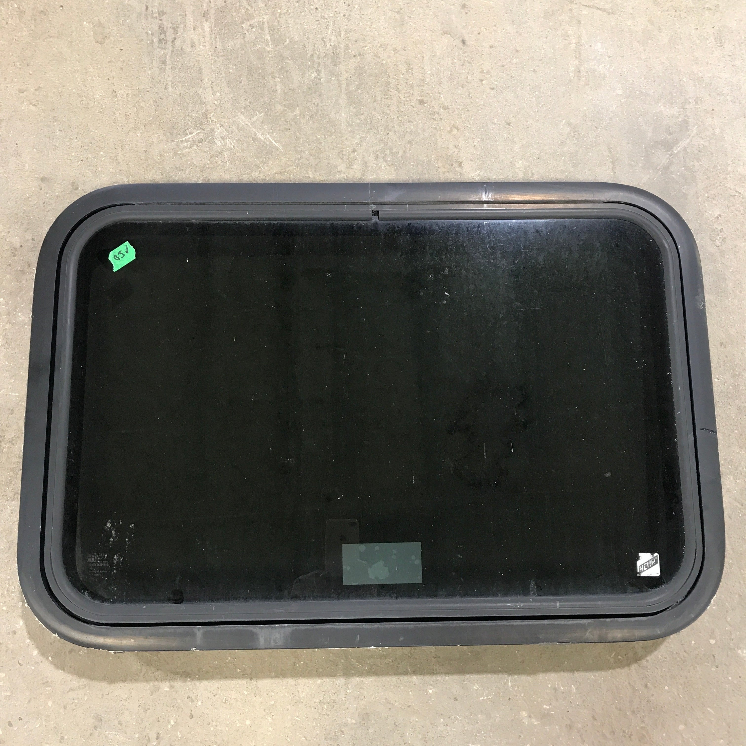 Used Black Radius Emergency Opening Window : 29.5" X 19.5" X 1.5" - Young Farts RV Parts