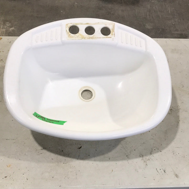 Used Off White Bathroom Sink 20" X 16" X 6 1/2"D - Young Farts RV Parts