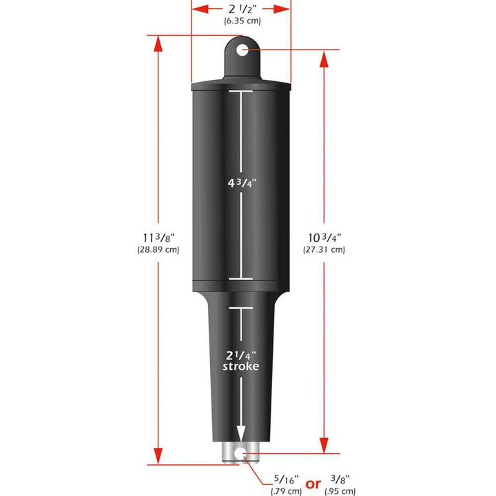 101XD Extreme Duty Actuator - 12V - 2 1/4" Stroke - 3/8" Hardware - Young Farts RV Parts