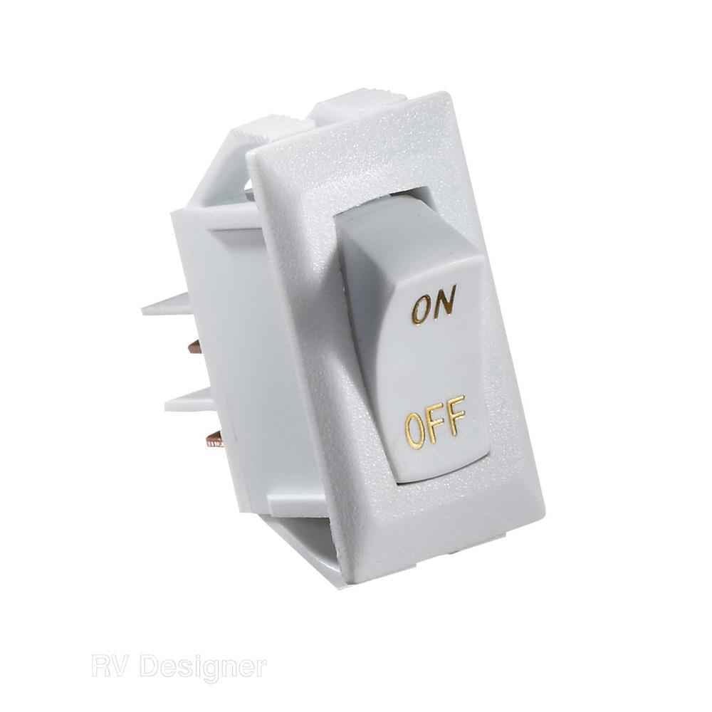 10A White Rocker Switch w/Gold - Young Farts RV Parts
