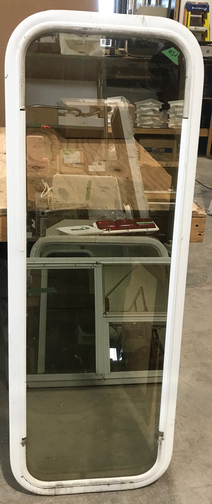 Used White Radius Non Opening Window : 45 1/2" W x 15 1/2" H x 2" D