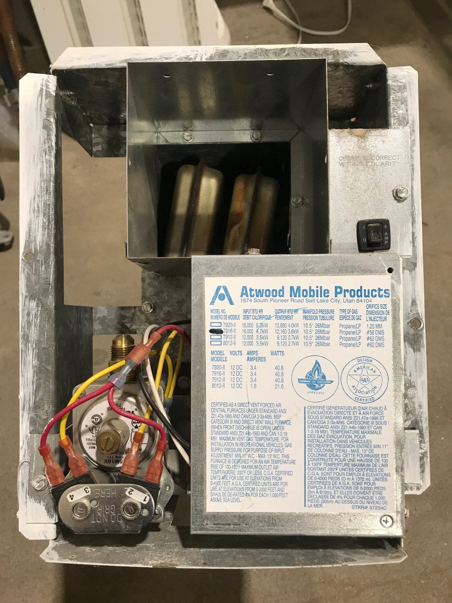 16000 BTU USED 7916 - II Atwood / Hydro Flame Propane Furnace - Young Farts RV Parts