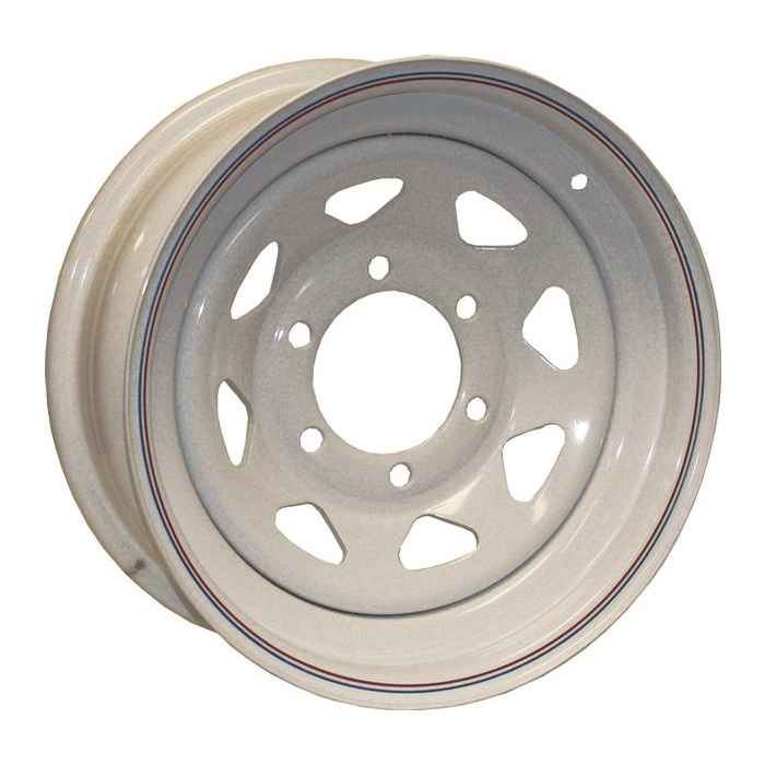 16X6 Trailer Wheel Spoke 6H - 5.5 White Striped - Young Farts RV Parts