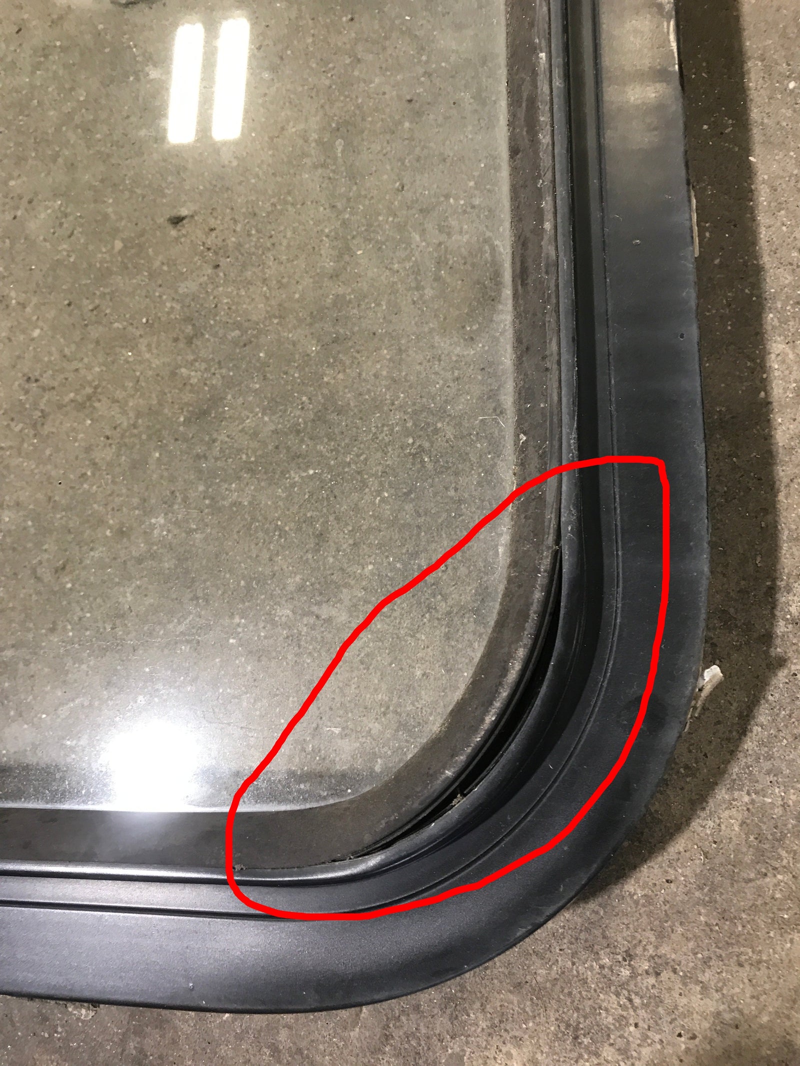 Used Black Radius Non Opening Window : 60 1/4