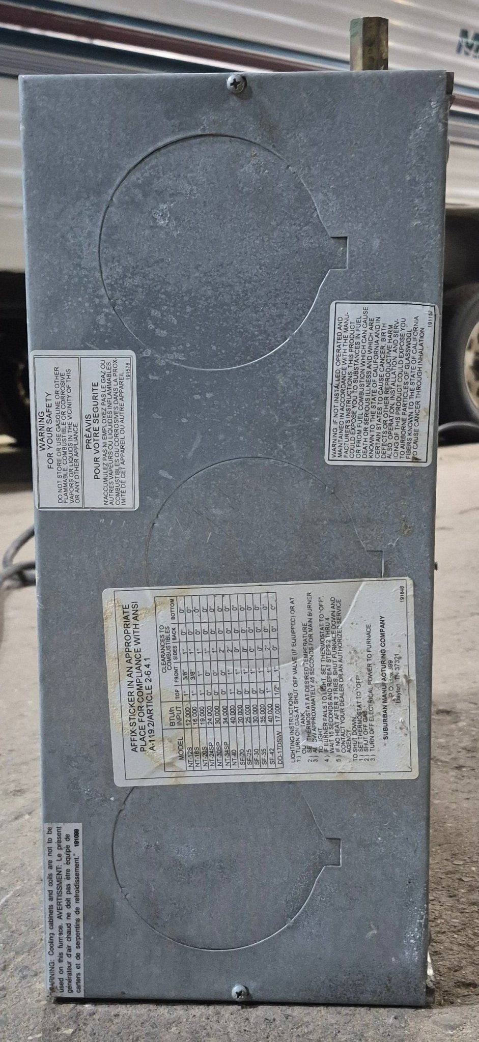 20,000 BTU Used Suburban RV Propane Furnace - SF - 20F - Young Farts RV Parts