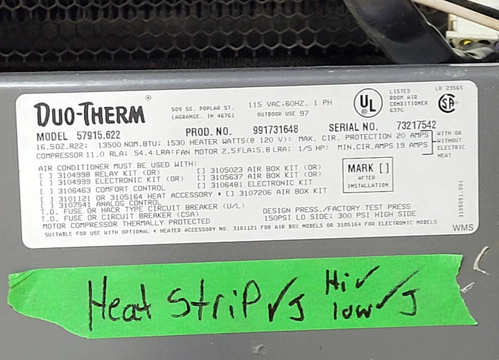 Used Duo-Therm Air conditioner Head Unit 57915.622 - 13500 BTU Cool Only - Young Farts RV Parts