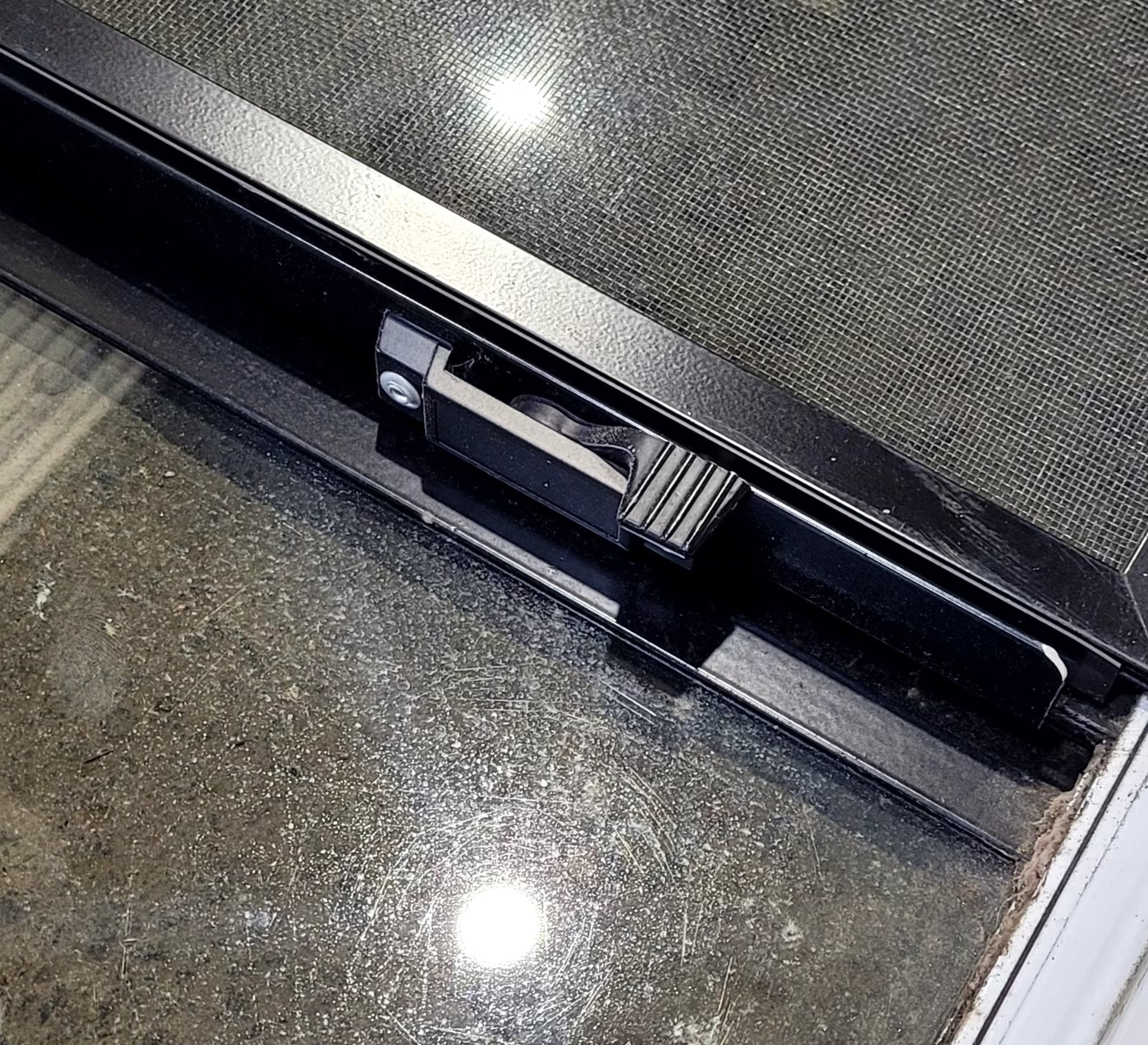 Used White Radius Opening Window : 36 1/4" W x 14 3/4" H x 1 3/4" D - Young Farts RV Parts