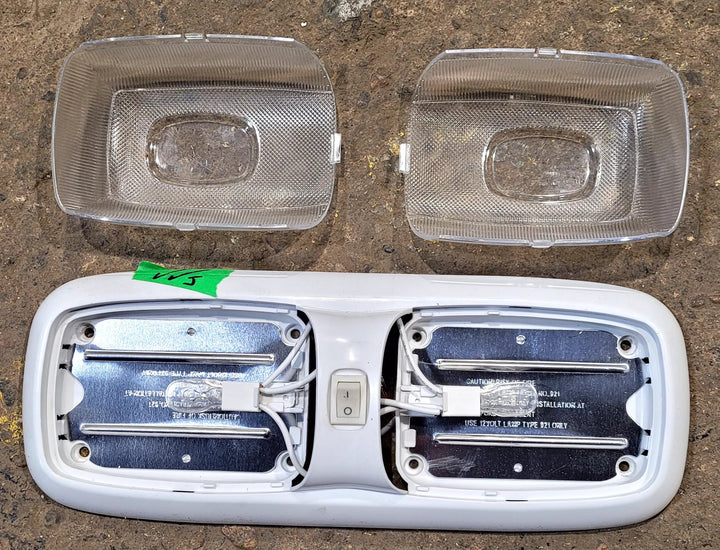 Used Light Fixture *DOUBLE* Off- White - Young Farts RV Parts