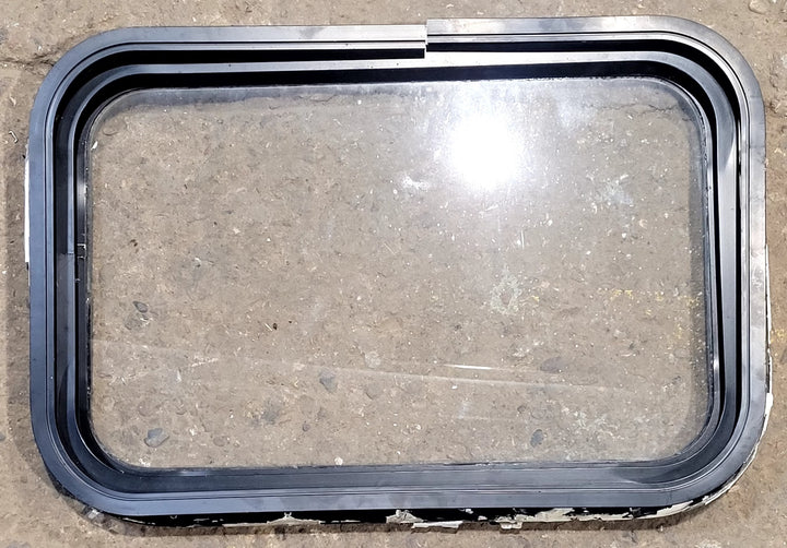 Used Black Radius Non Opening Window : 25" W x 16 3/4" H x 1 5/8" D - Young Farts RV Parts