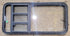 Used Black Radius Emergency Opening Window : 48 3/4" W x 23 1/2" H x 1 5/8" D - Young Farts RV Parts