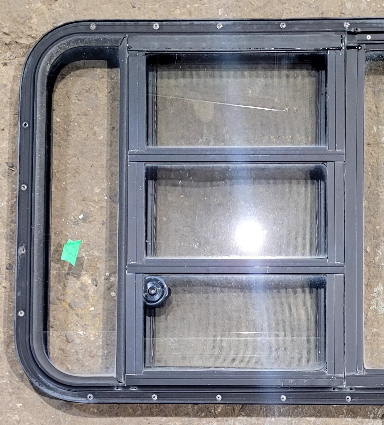 Used Black Radius Emergency Opening Window : 48 3/4" W x 23 1/2" H x 1 5/8" D