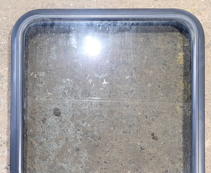 Used Black Radius Opening Window : 34 1/2" W x 23 1/2" H x 1 7/8" D - Young Farts RV Parts