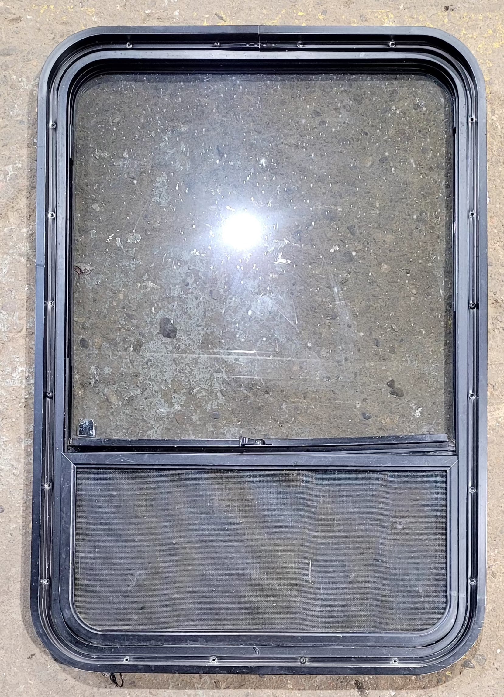 Used Black Radius Opening Window : 34 1/2" W x 23 1/2" H x 1 7/8" D