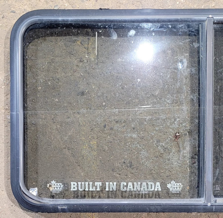 Used Black Radius Opening Window : 47 3/4" W x 23 3/4" H x 1 7/8" D - Young Farts RV Parts