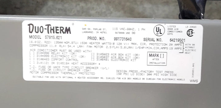 Used Duo-Therm Air conditioner Head Unit 57915.621 - 13,500 BTU Cool Only - Young Farts RV Parts