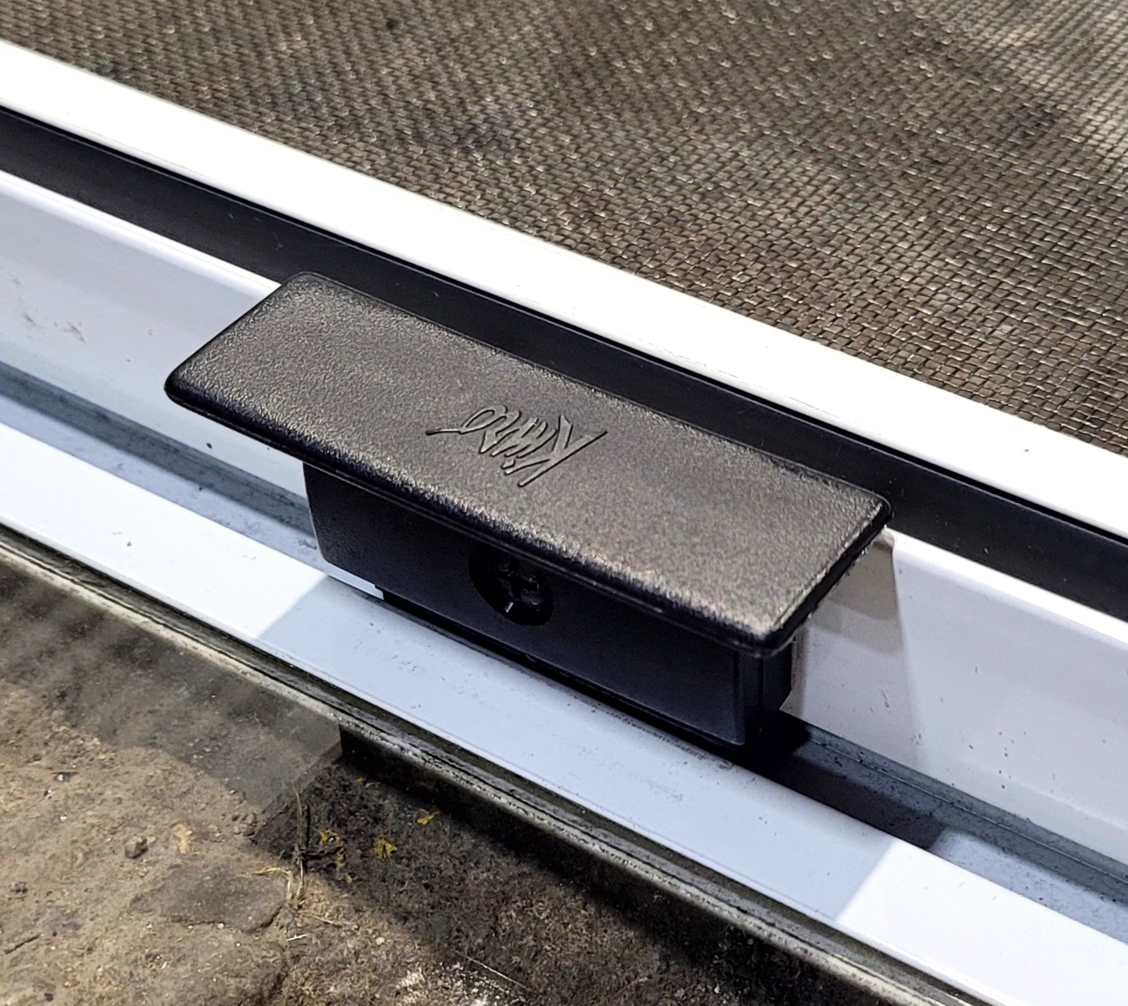 Used White Radius Opening Window : 29 1/2" W x 21 1/2" H x 1 7/8" D - Young Farts RV Parts