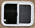 Used White Radius Opening Window : 23 1/2" W x 17 1/2" H x 1 3/4" D - Young Farts RV Parts