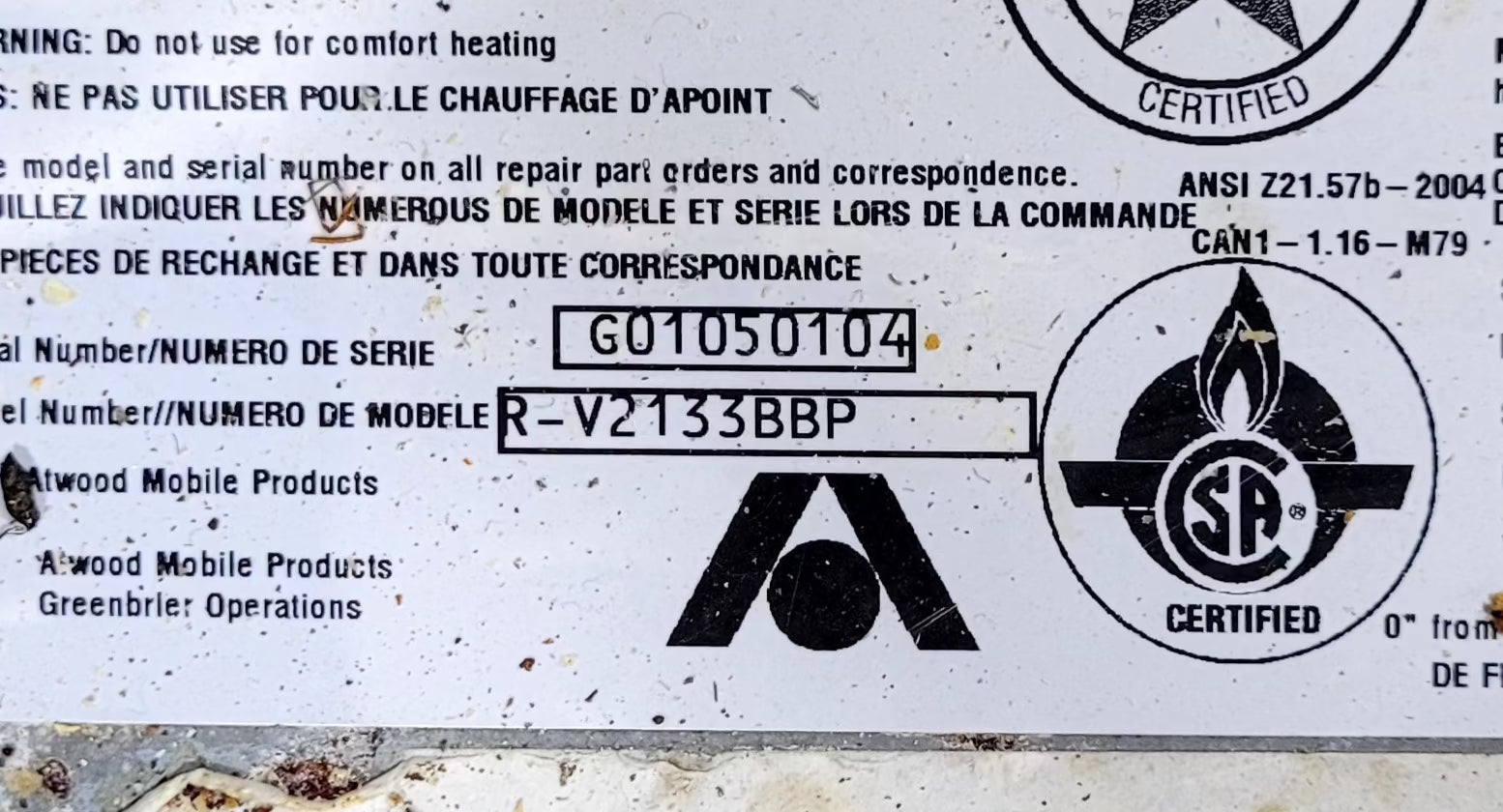 Used Atwood / Wedgewood range stove 3-burner R-V2133BBP