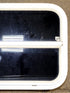 Used White Radius Opening Window : 23 1/2" W x 17 1/2" H x 1 1/2" D - Young Farts RV Parts