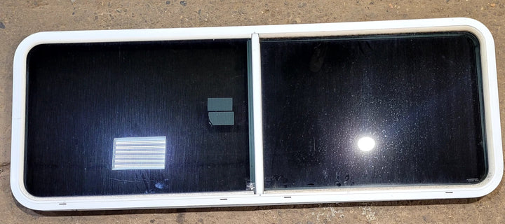 Used White Radius Emergency Opening Window : 59 1/2" W x 21 1/2" H x 1 3/4" D - Young Farts RV Parts