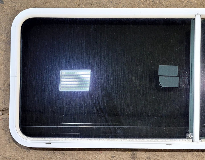 Used White Radius Emergency Opening Window : 59 1/2" W x 21 1/2" H x 1 3/4" D - Young Farts RV Parts