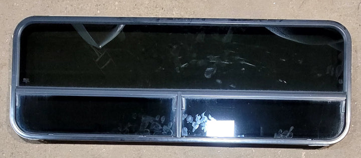 Used Black Radius Opening Window : 57 1/2" W x 20 1/4" H x 1" D - Young Farts RV Parts