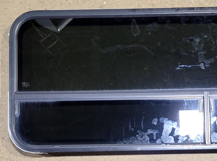 Used Black Radius Opening Window : 57 1/2" W x 20 1/4" H x 1" D - Young Farts RV Parts