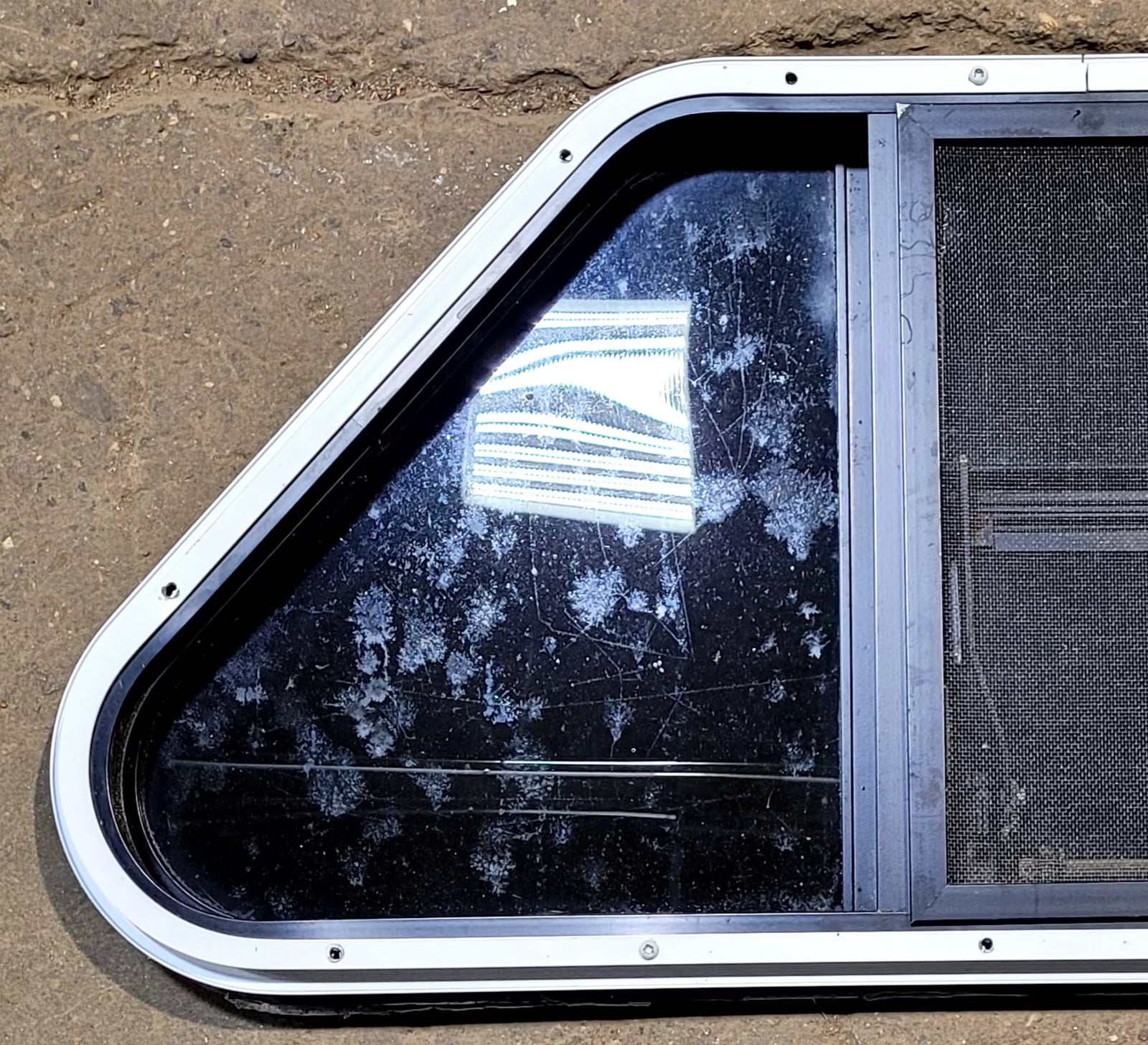 Used Slanted Black Radius Opening Window : 35 1/2