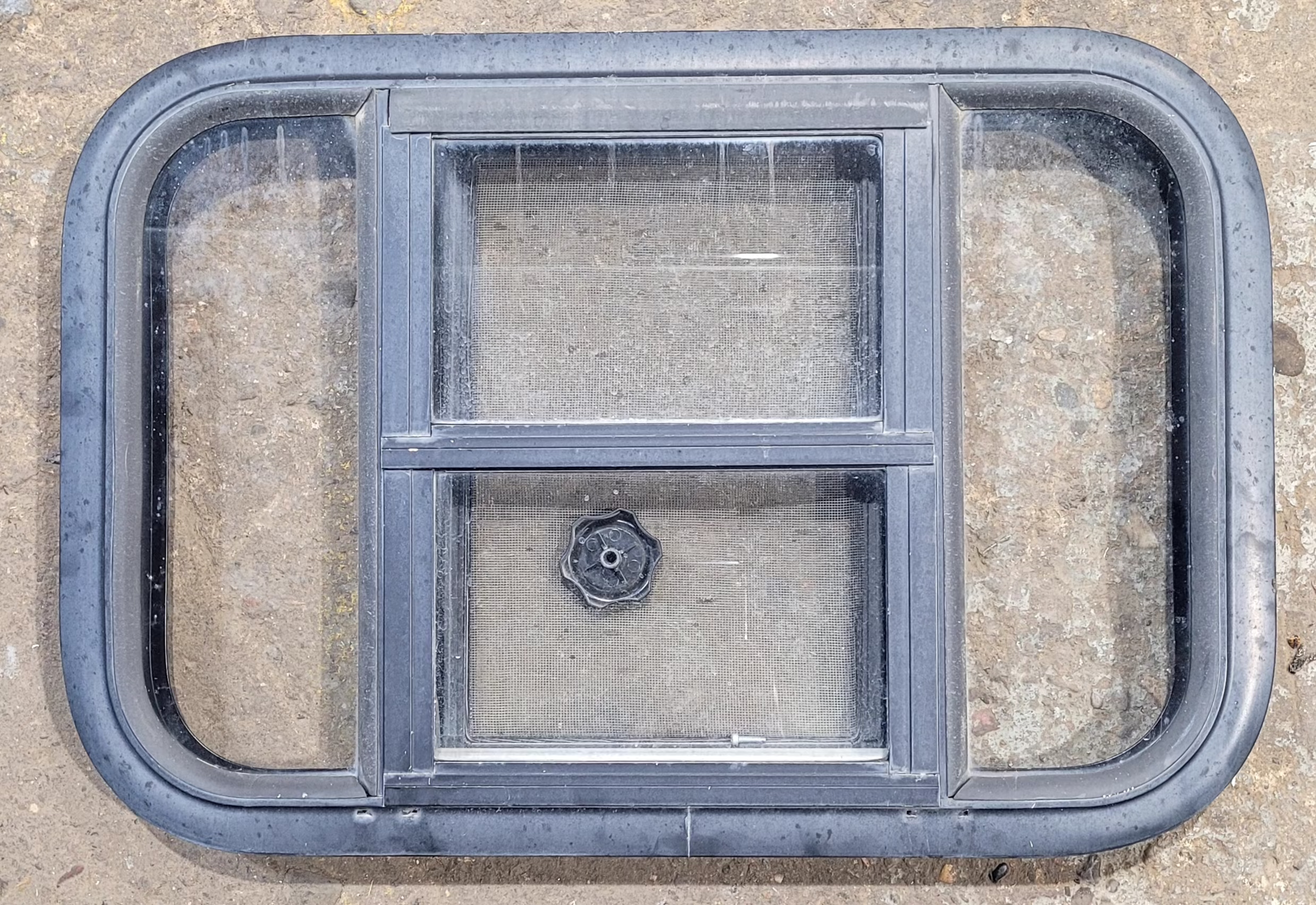 Used Black Radius Opening Window : 23 1/4" W x 15 1/4" H x 1 3/4"