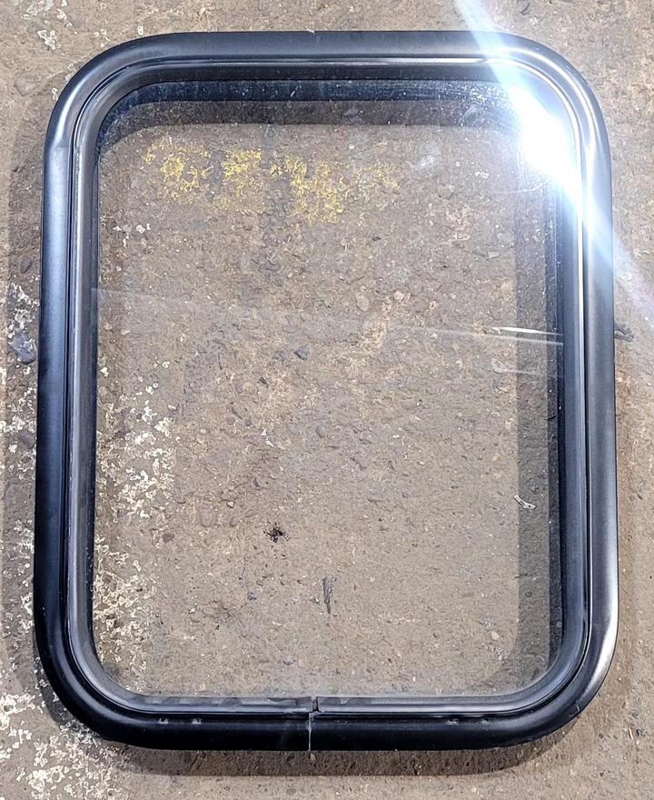 Used Black Radius Non Opening Window : 17 1/4" W x 22 1/4" H x 1 5/8" - Young Farts RV Parts