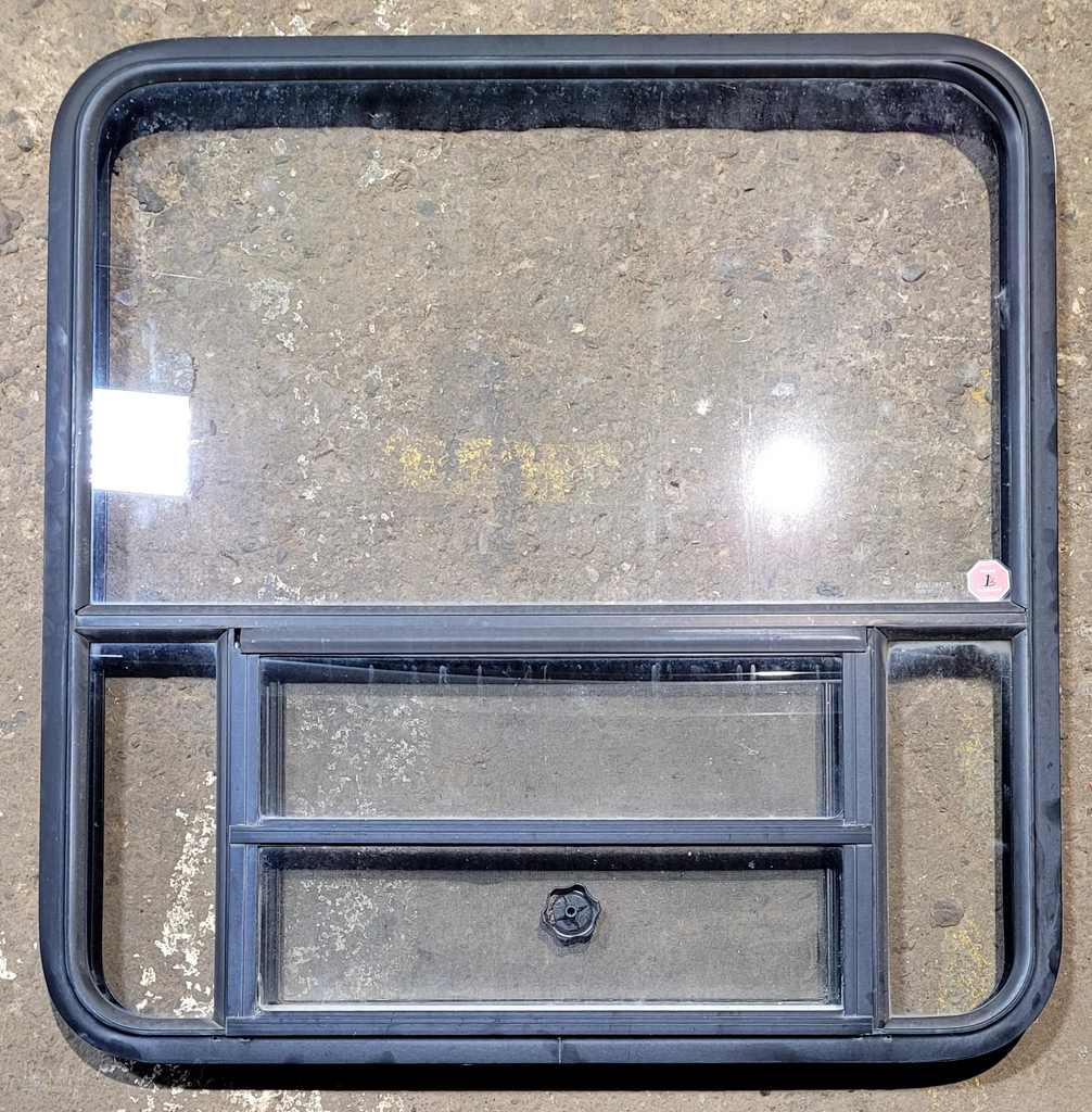 Used Black Radius Opening Window : 35 1/4" W x 36 1/4" H x 1 3/4"