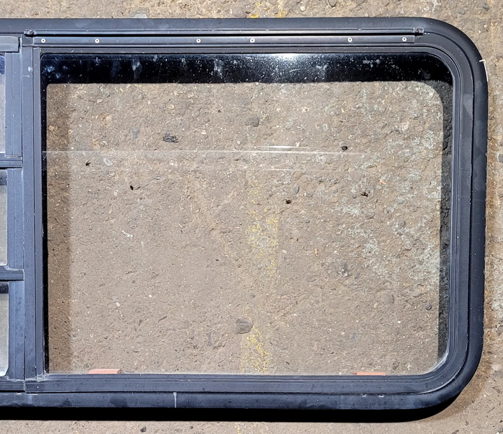Used Black Radius Emergency Opening Window : 47 1/4" W x 22 1/4" H x 1 3/4" - Young Farts RV Parts
