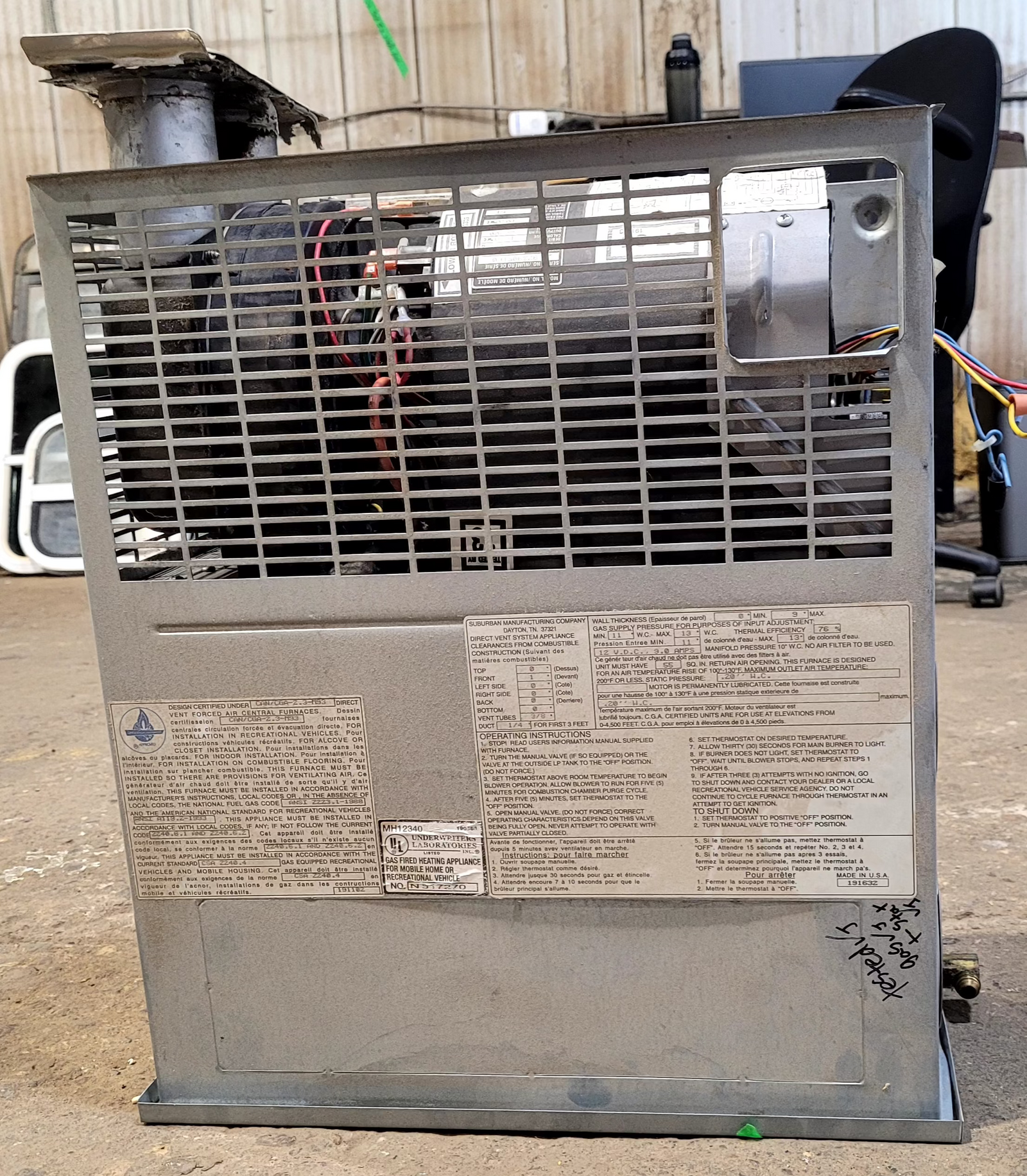 35000 BTU USED SF-35F Suburban RV Propane Furnace - Young Farts RV Parts